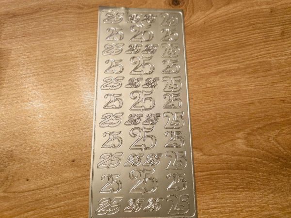 Sticker Zahl -25- Jubiläum versch. Größen in silber